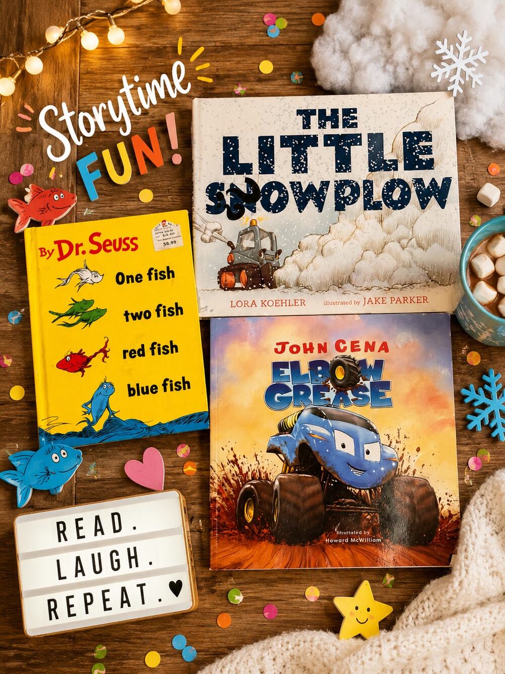 3-Book Children's Bundle Dr. Seuss, The Little Snowplow & John Cena Elbow Grease